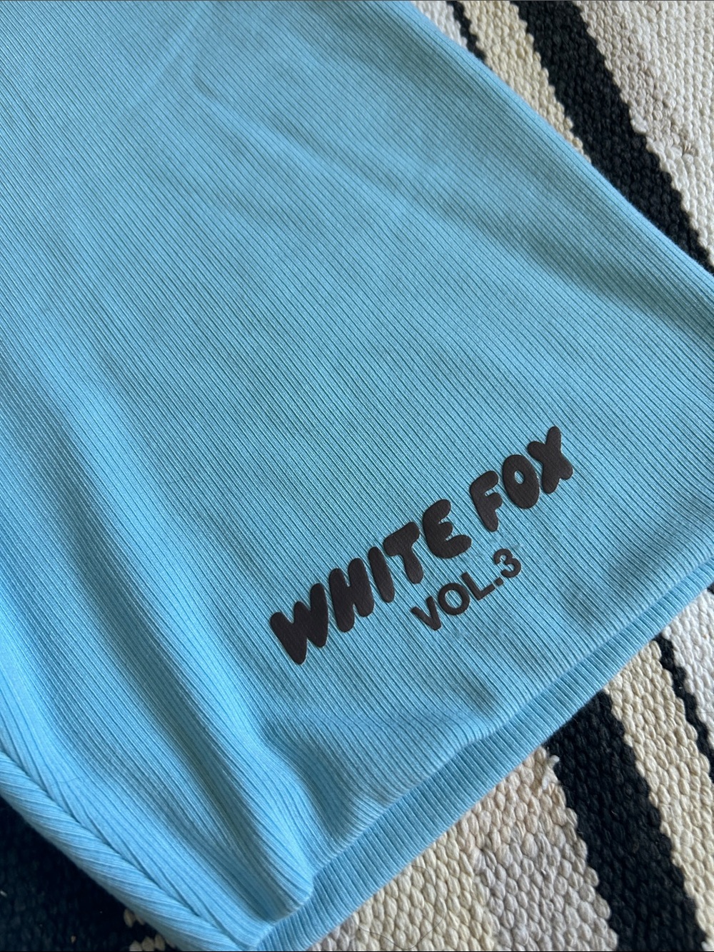 White Fox  Light Blue Ribbed Biker Shorts - Picture 2 of 3